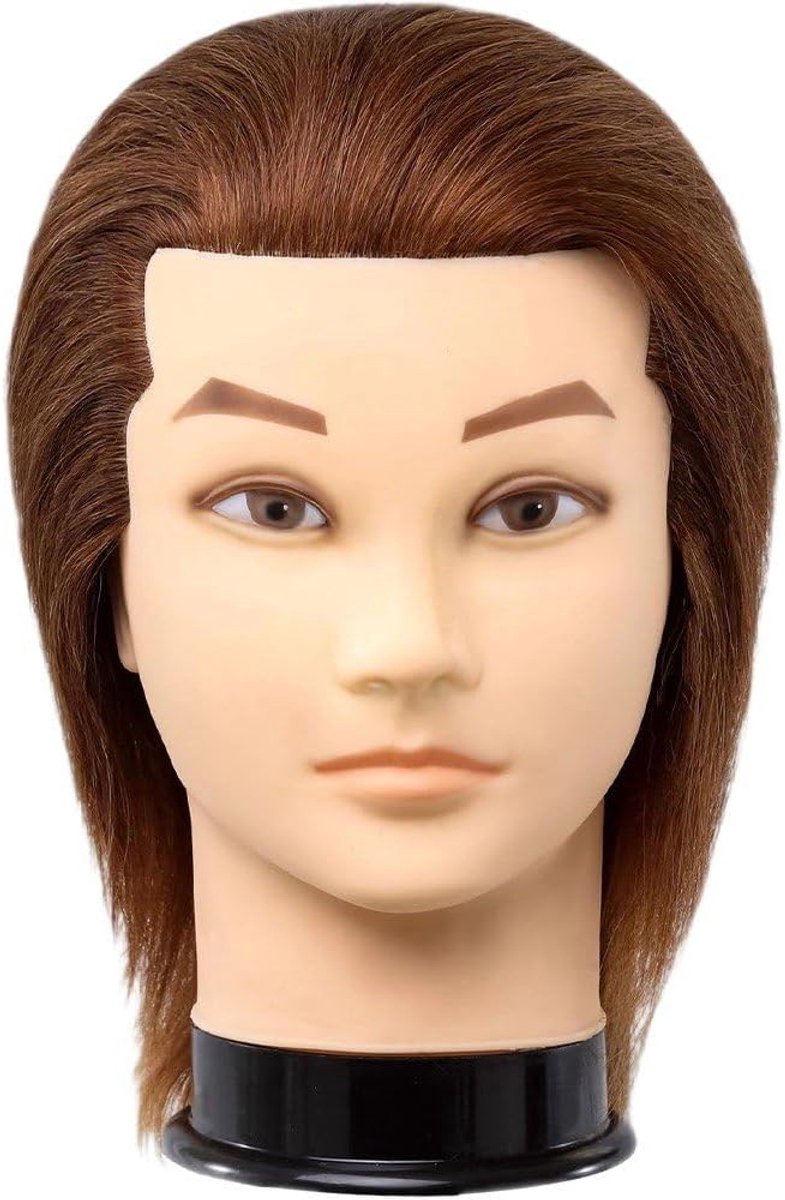 Kappershoofd Model - Oefenhoofd Styling - Haar Oefenen - Realistisch Haar - 27 Cm Hoog - Bruin