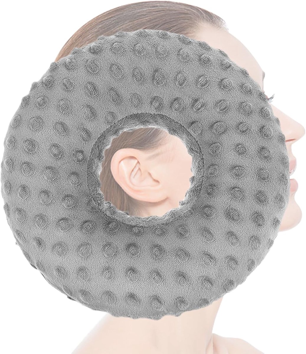 Oorkussen - Donut Kussen - Herstel Oorpiercing - Ergonomisch Ontwerp - 28x28x6cm - Grijs