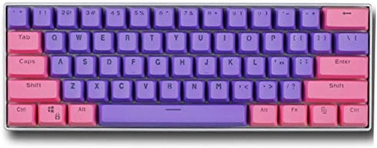 Toetsenbord Keycaps - PBT Caps - Gaming Setup - Tweekleurig Ontwerp - 61 Toetsen - Roze Paars