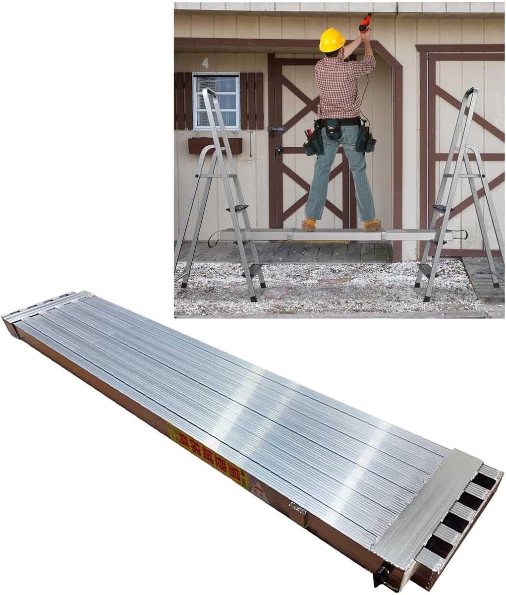 Werkplatform Steigerplank - Werkplank Ladder - Buiten Binnen Werk - Uitschuifbaar Aluminium - 113.5-200cm