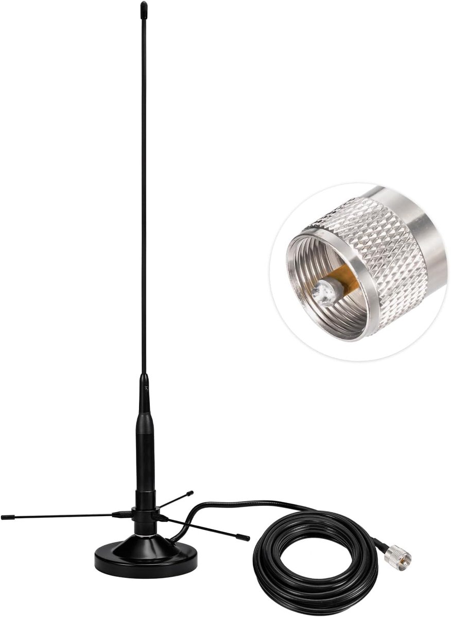 Dual Band Antenne - VHF UHF Radio - Communicatie Verbeteren - Magnetische Basis - 5 Meter Kabel