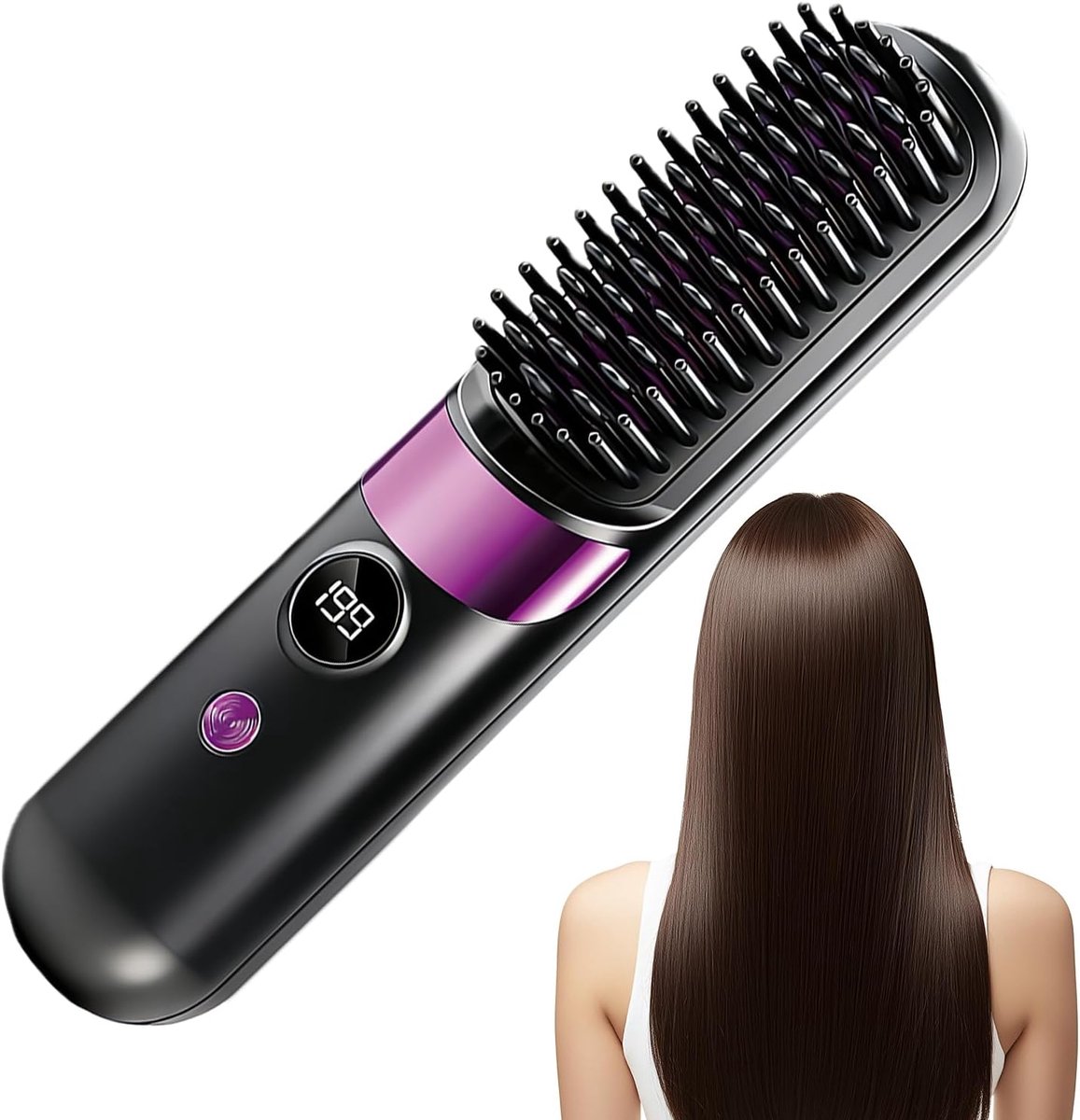 Haarstijlborstel - Stijltang massage - Snel haar stylen - Draadloos met lange batterij - 203 cm lengte