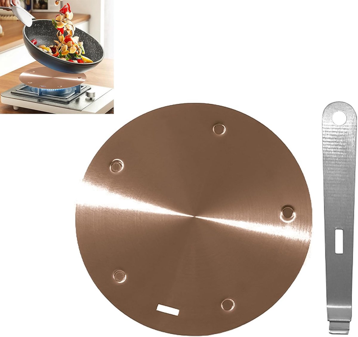 Inductie Adapter Kookplaat Converter Universeel Gebruik Afneembare Handgreep 24 cm Diameter Roségoud