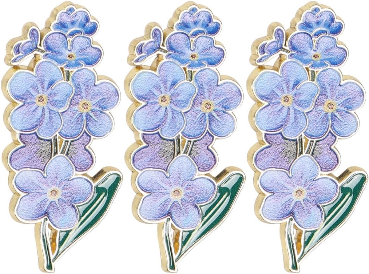 Bloemen Speldjes - Kleding Accessoires - Decoratie Dragen - Set van Drie - 3.8 x 2 cm - Blauw