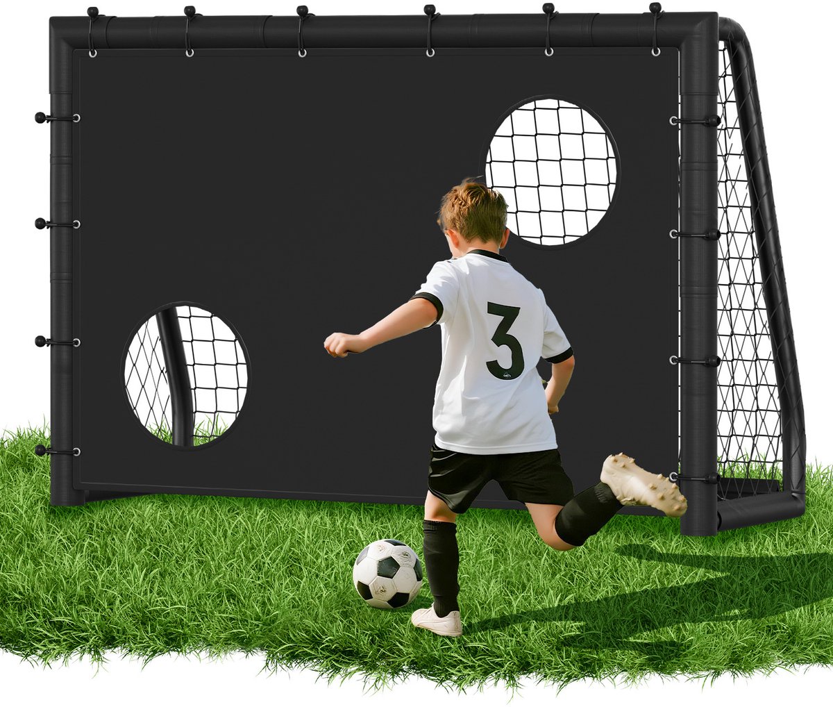 Voetbaldoel 180 x 120 x 60 cm snel te monteren met haringen frame van gegalvaniseerd staal