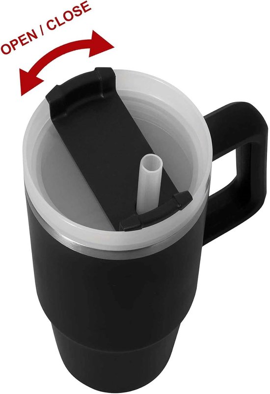 Grote Geïsoleerde Beker - Thermos Mok - Onderweg Dranken - Dubbelwandig Roestvrij Staal - 7 x 7 x 24 cm — afbeelding 4