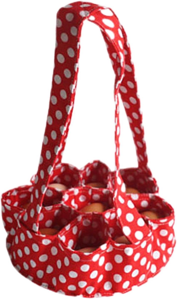 Eiermand Stoffen - Eier Verzamelaar - Boerderij Transport - Met 7 Zakjes - 23x22cm - Rood