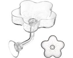 Visbak Voeder - Voedingsschaal Aquarium - Vis Voeren - Bloemvormige Zuignap - 6x6x4 cm - Transparant