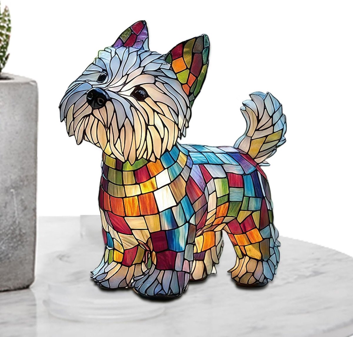 Hond Tafellamp - Dierenlamp Sfeerlamp - Nachtkastje Decoratie - Oplaadbaar LED Licht - 20 x 15 x 20 cm - Veelkleurig