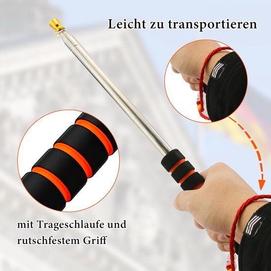 Telescopische Vlaggenstok - Uittrekbare Pointer - Lesgeven Rondleidingen - Roestvrij Staal Constructie - 3 Meter Lengte - Rood — afbeelding 2