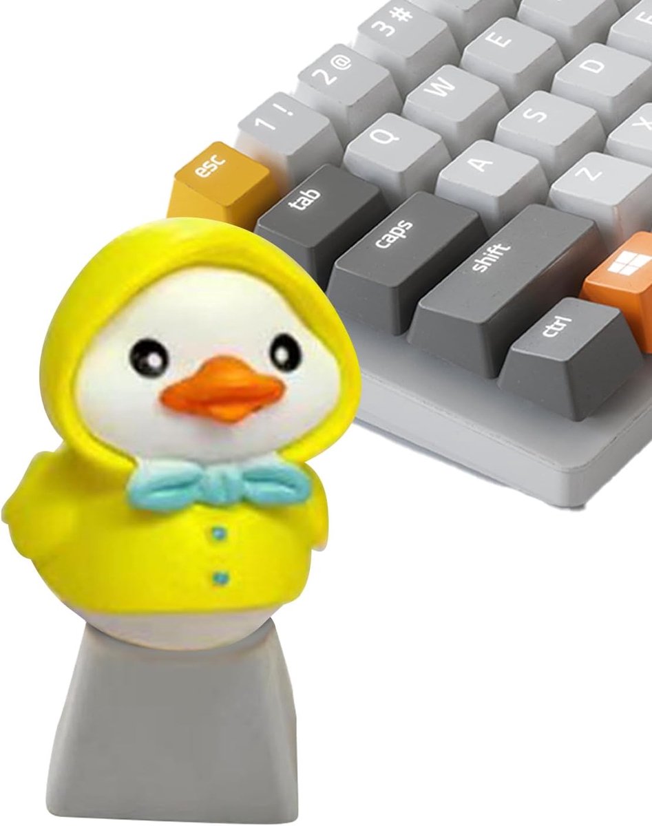 Leuke keycaps - Eend decoratie - Bureau setup - Uniek cartoon ontwerp - Geel