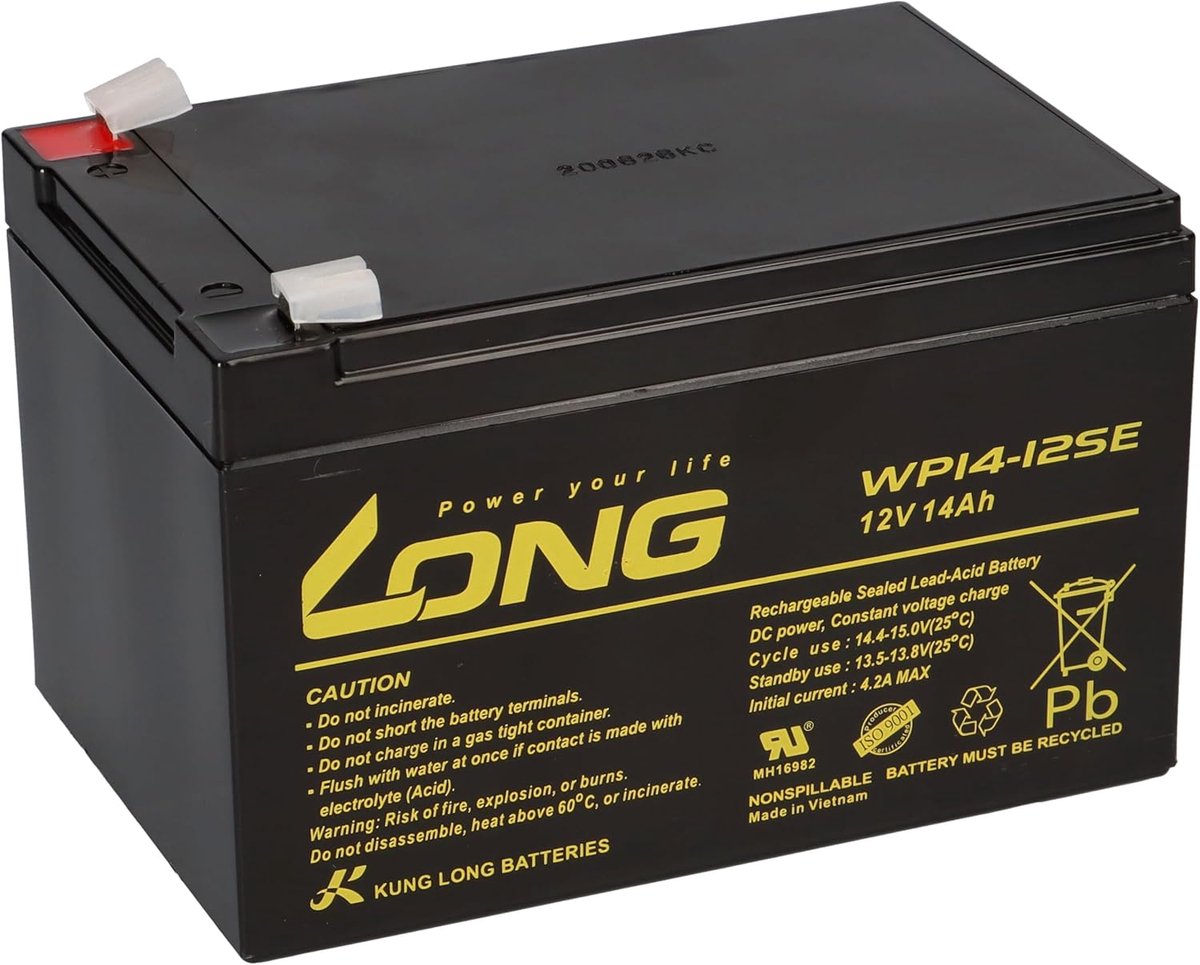 Vervangende Accu - Reserve Batterij - Veegmachine - Onderhoudsvrij AGM - 12V 14Ah