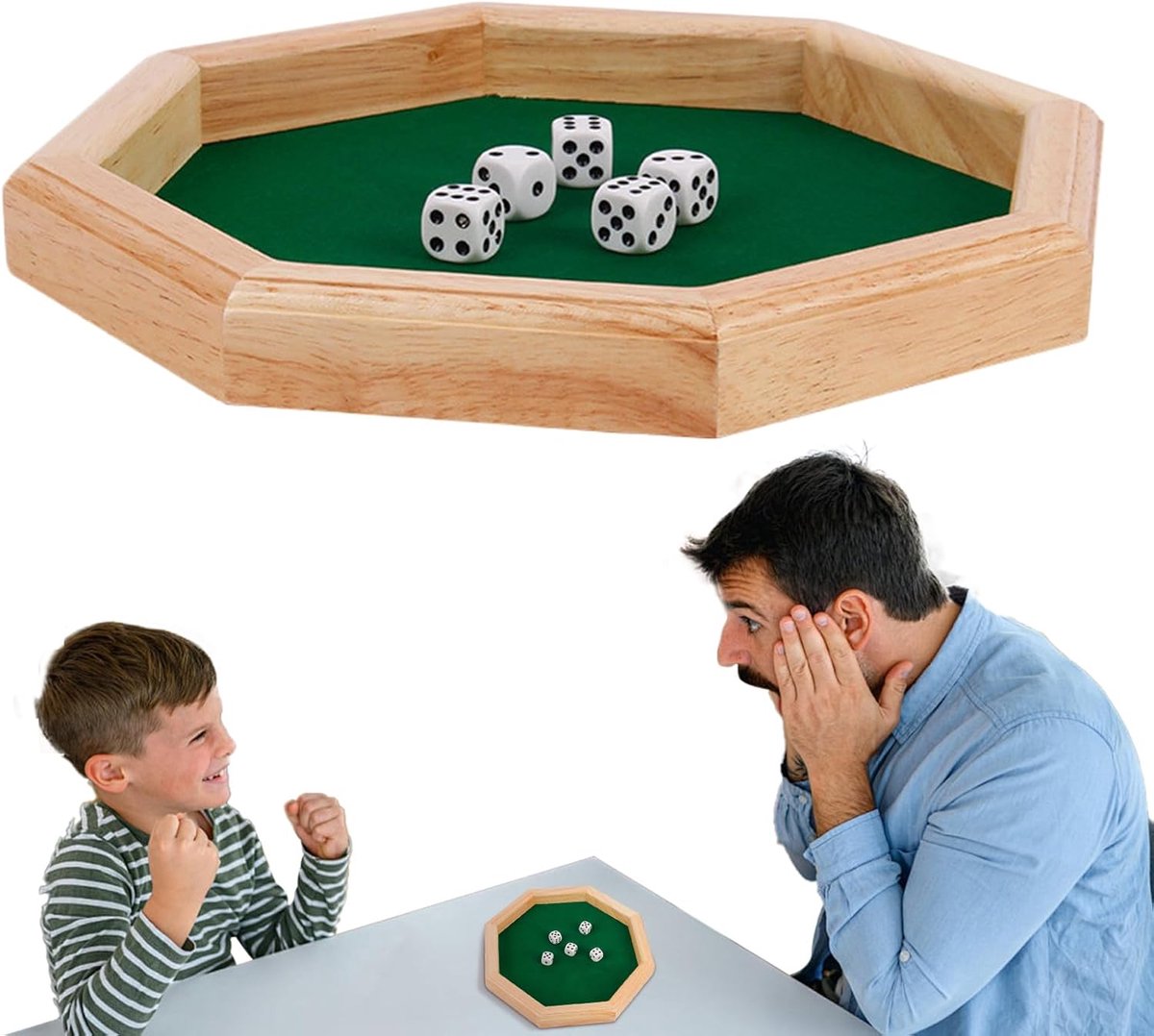Dobbelstenen Lade - Rolmat Tafel - Spelavonden Thuis - Draagbaar Opvouwbaar - 26x26x3cm - Veelkleurig
