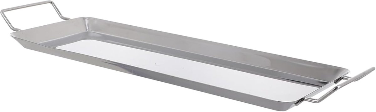 BBQ Bakplaat - Grillpan Roestvrijstaal - Buiten Koken - Antiaanbaklaag - 43.5 x 14.5 cm - Zilver