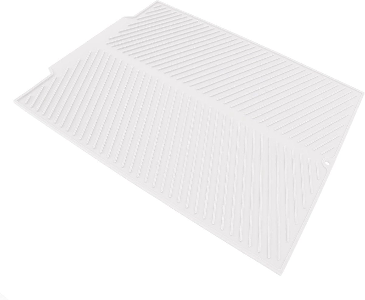 Keuken Afdruipmat - Siliconen Mat - Vaat Drogen - Hittebestendig Antislip - 48x40cm - Wit