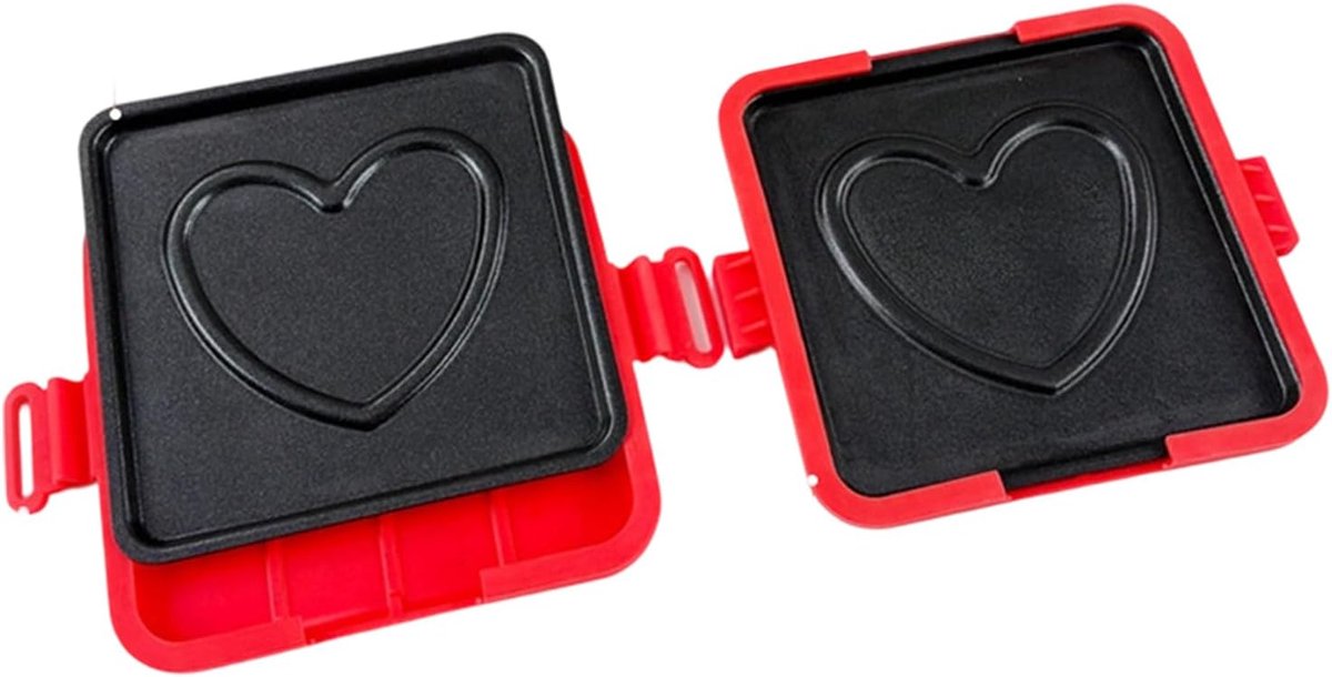 Magnetron Grillpan - Sandwich Maker - Ontbijt Snack - Compact Opvouwbaar - 16x14x3 cm - Rood