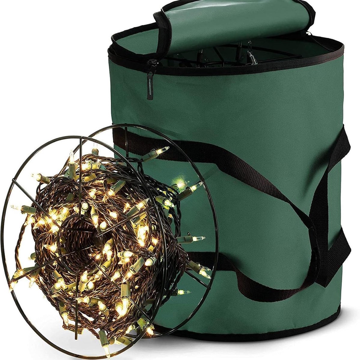 Opbergtas Kerstverlichting - Tuinafvalzak - Seizoensopslag - Dubbele Ritssluiting - 20x20x4 cm