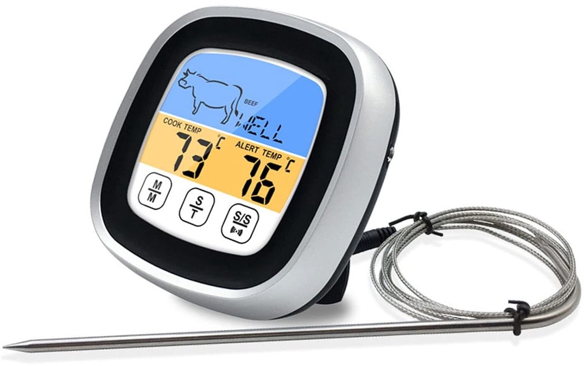 Digitale Keukenthermometer - Oven thermometer vlees - Koken en bakken - Snelle aflezing 3 sec - Tot 482 °F - Zwart