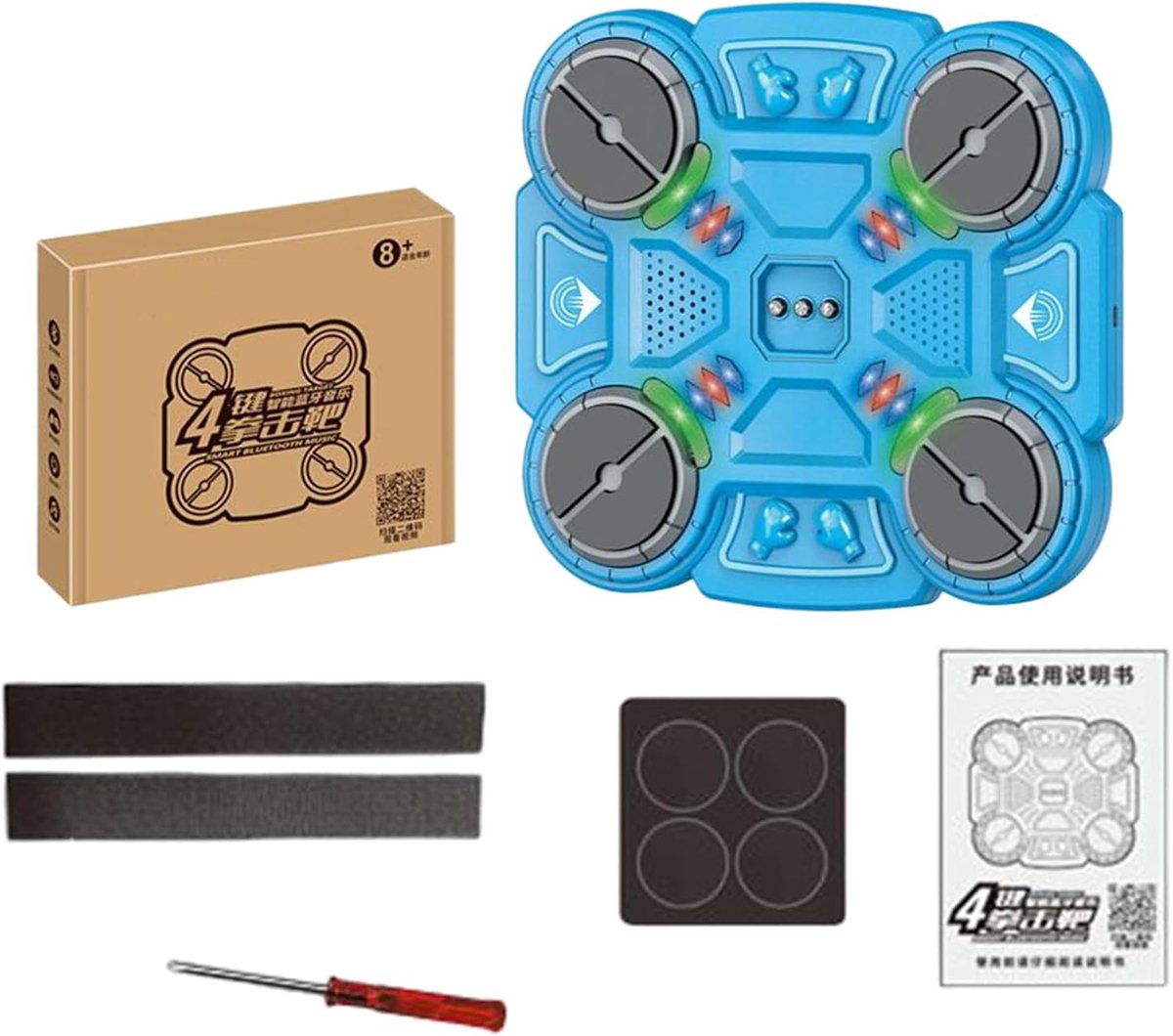 Muziek Boksmachine - Wandmontage Bokstrainer - Thuis Fitness - Verstelbare Hoogte - 30 x 26 cm - Blauw
