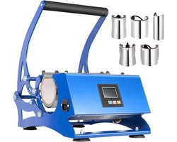 Mokkenpersmachine - Hete pers Transferpers - Bekers Personaliseren - 6-in-1 met onderzetters - 500 W - Blauw en zwart