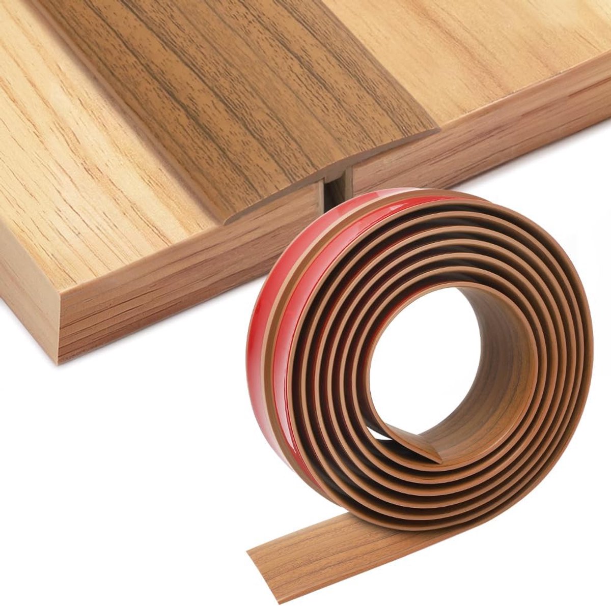 Vloer Overgangsprofiel - Zelfklevende Drempelstrip - Vloeren Egaliseren - Flexibel PVC Materiaal - 300 x 5 cm - Houtnerf Bruin