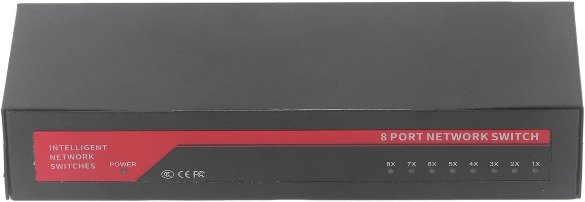 Gigabit Netwerk Switch - 8 Poorts Hub - Snel Internet - Metalen Behuizing - Compact Ontwerp - Zwart