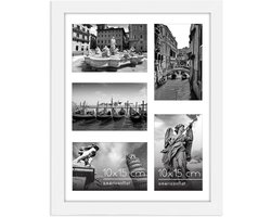 Collage Fotolijst - Meerdere foto's - Muurdecoratie - Breukbestendig glas - 28x36 cm - Wit