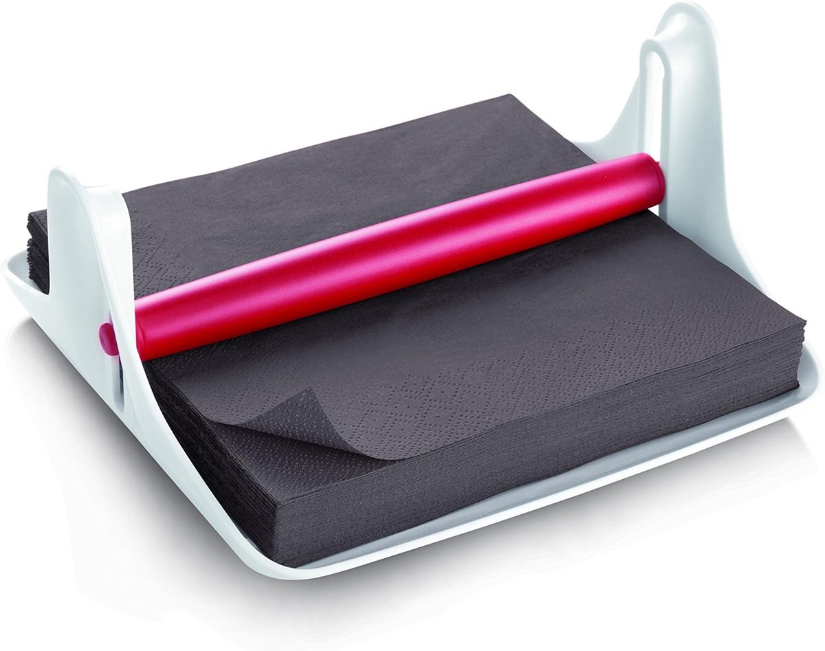 Servethouder - Keuken organizer - Tafel dekken - Stabiele houder - 23x20x9 cm - Wit rood