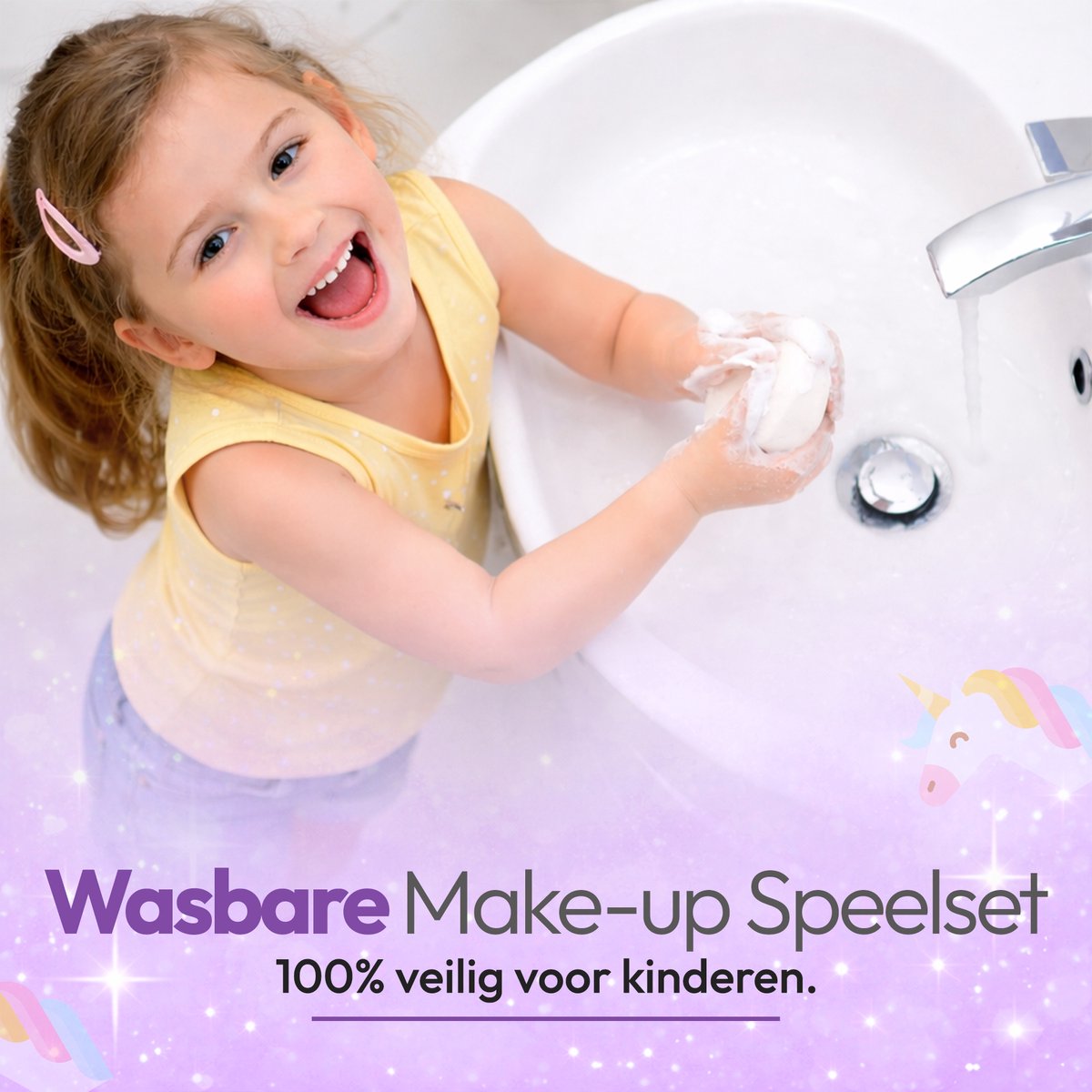 Twinsplay kinder make up - 72 Stuks - kinder make up koffer - kinder make up meisje - kinder make up tafel - kinder make up speelgoed - kinder make up set - kinder lippenstift - Paars — afbeelding 3