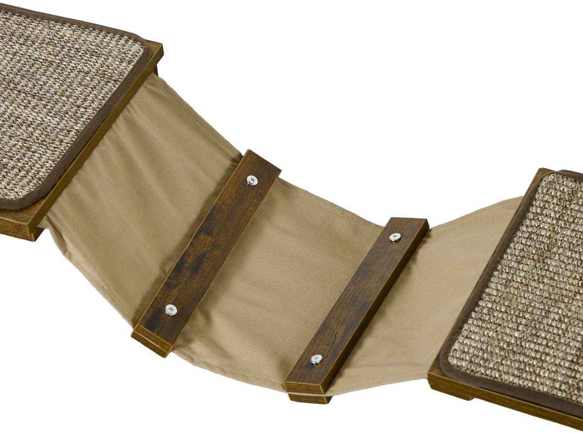 Kattenladder – Klimwand – Klimmeubel – Krabmeubel – Krabpaal – 8-delige Set – Geschikt Tot 8 Kg – Robuust Bruin/Crème Wit