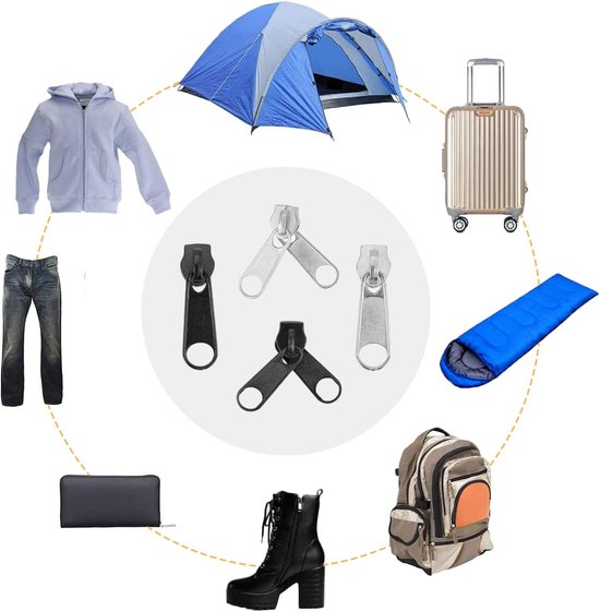 Vervangende Ritsset - Ritsreparatie Onderdelen - Kleding Repareren - 86 Delige Set - 19 x 14 cm - Zwart Zilver van Merkloos — afbeelding 3