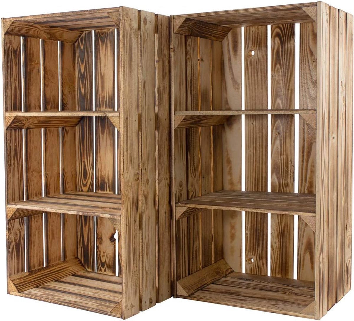 Houten Kisten - Opbergkisten - Decoratief - Set van 9 - 68x40x31 cm - Geflambeerd