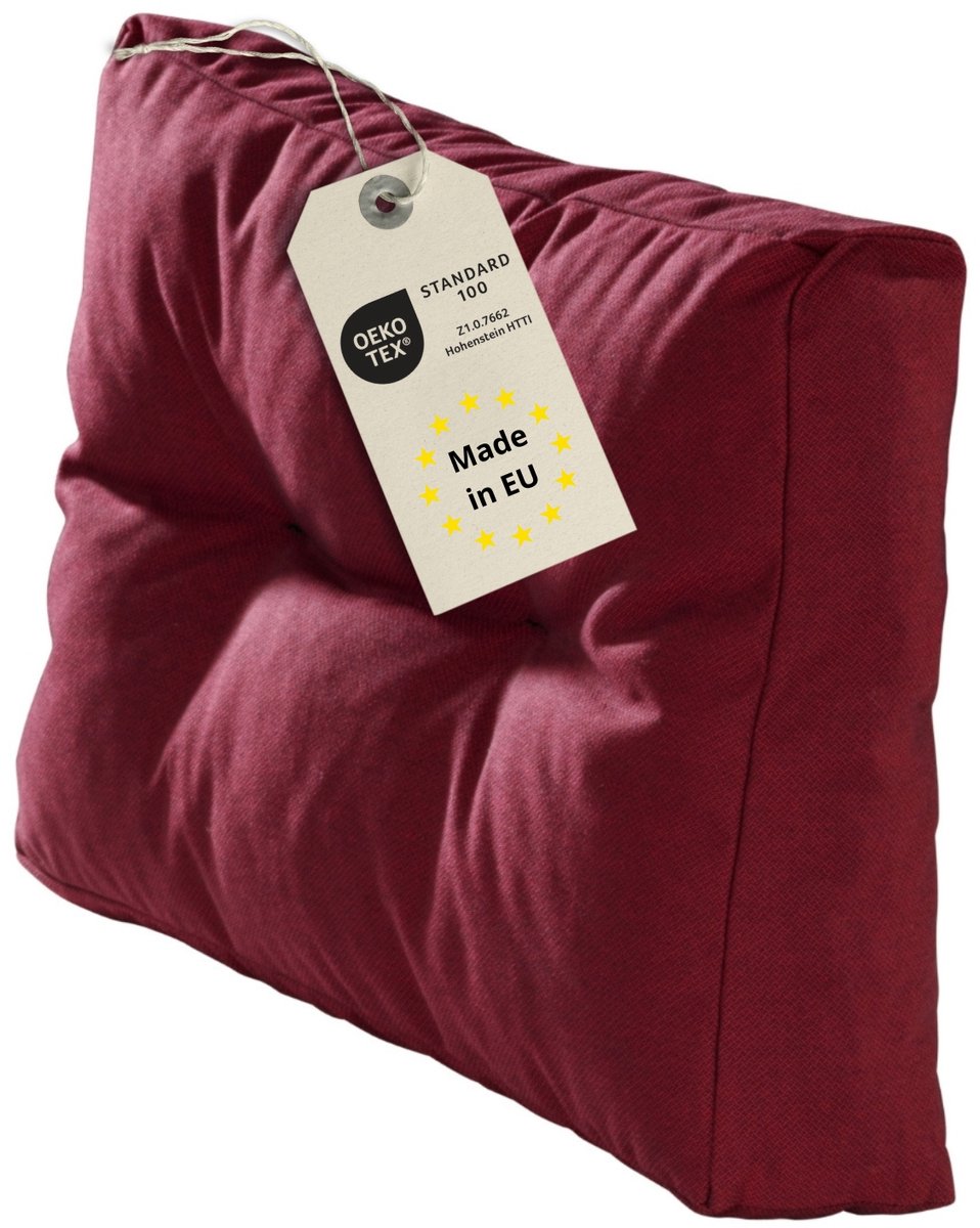 Bodyprotect zijleuning voor pallets - palletkussen 60x40 cm - palletkussens buiten & binnen - te gebruiken als armleuning, zijdeel of pallet zijkussen - Made in EU - 60 x 40 cm - donkerrood