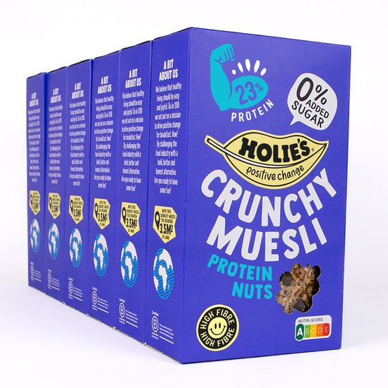Holie's Crunchy Muesli Protein Nuts - suikervrij ontbijtgranen - 6x 400gr