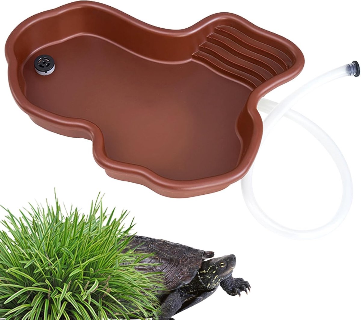 Reptielen Bad - Schildpad Bak - Voedsel Water - Valbestendig Ontwerp - 31x25x5 cm - Bruin