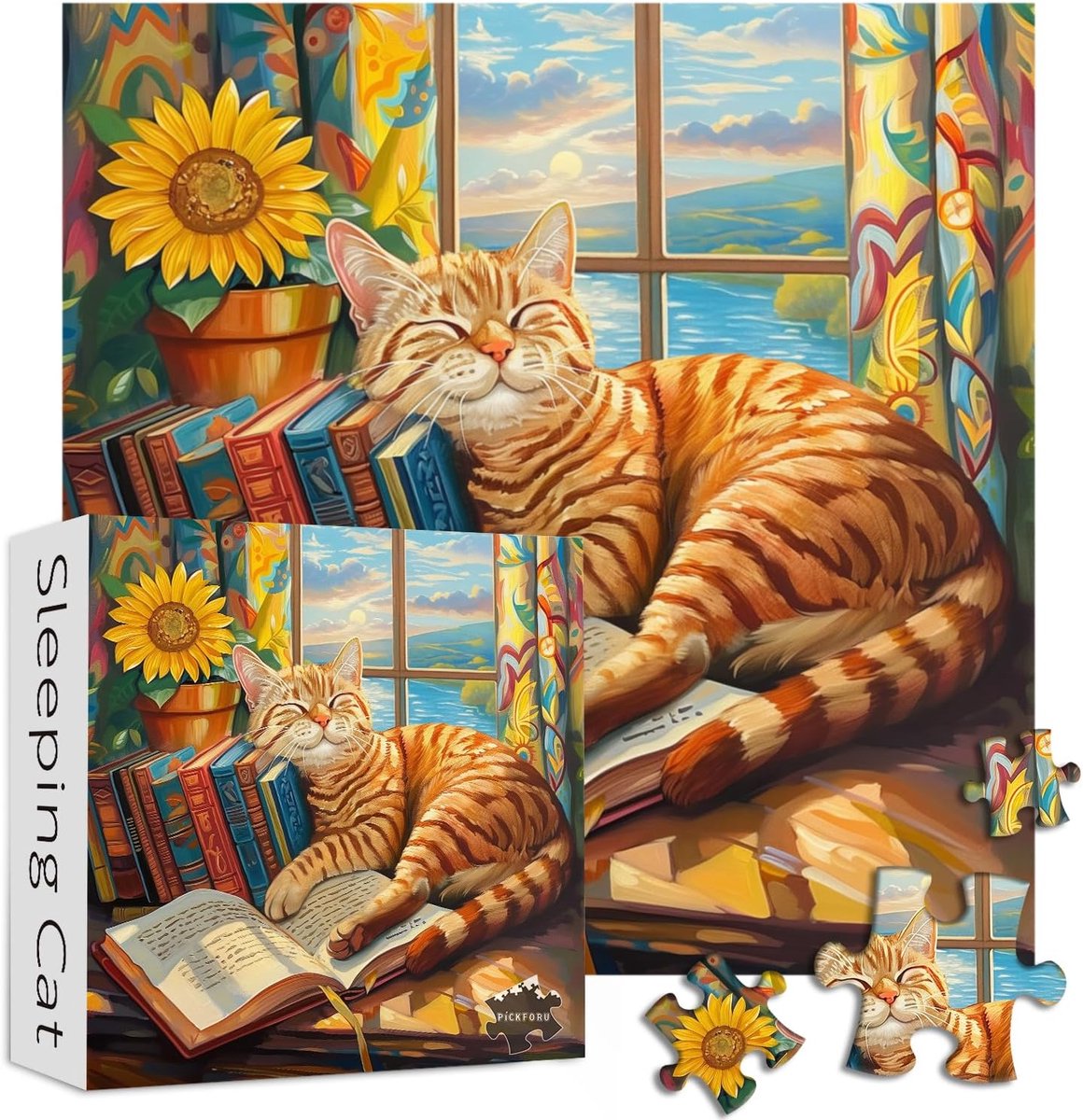 Kattenpuzzel 1000 stukjes - Legpuzzel dieren - Ontspanning thuis - Groot formaat ontwerp - 60 x 60 cm