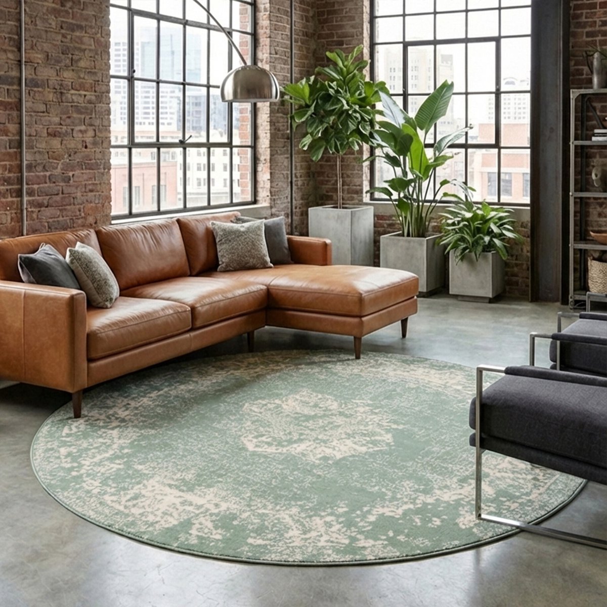 Fraai Rond vintage vloerkleed - Wonder Groen - Ø 100cm