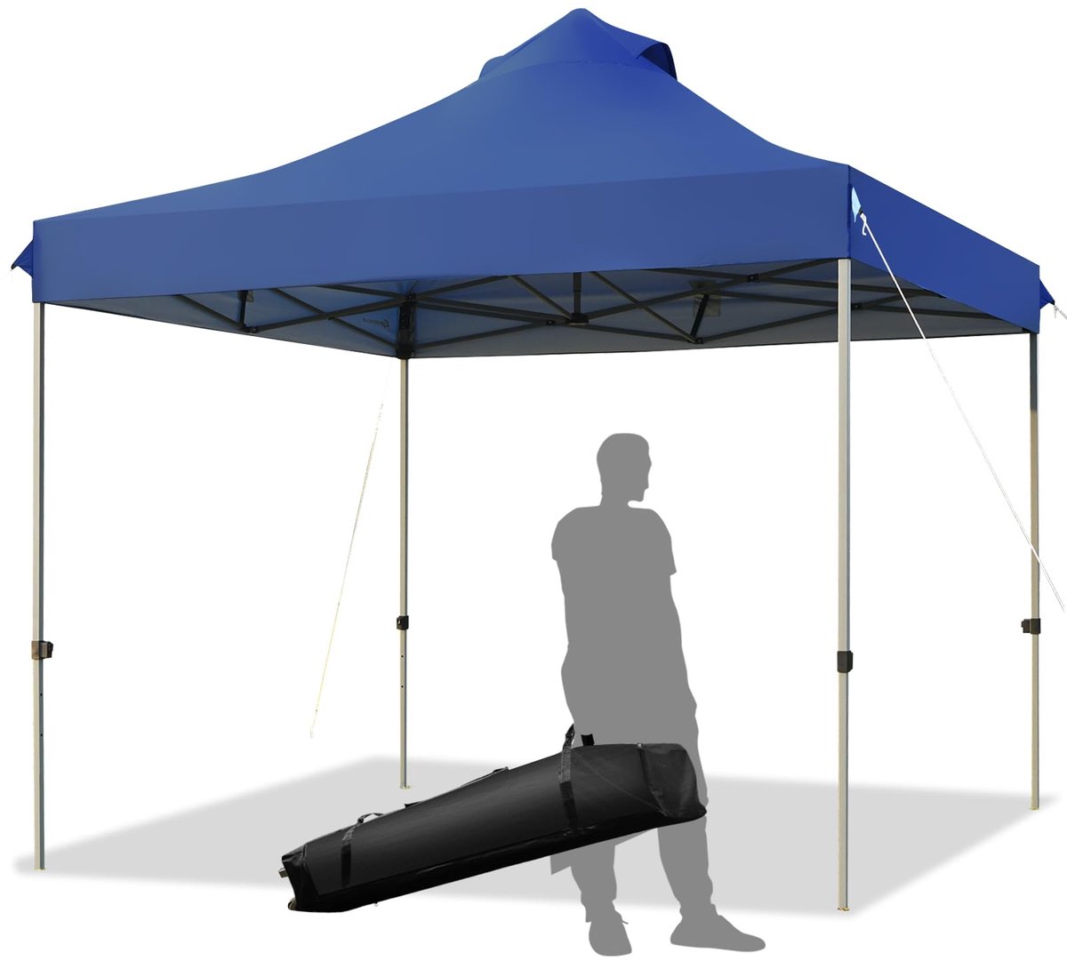 KOMFOTTEU Vouwpaviljoen, 3 x 3 m, paviljoen, waterdicht, stabiel, tuinpaviljoen, in hoogte verstelbaar met roldraagtas, partytent, tuintent, zonwering voor outdoor, feest, festival, markt