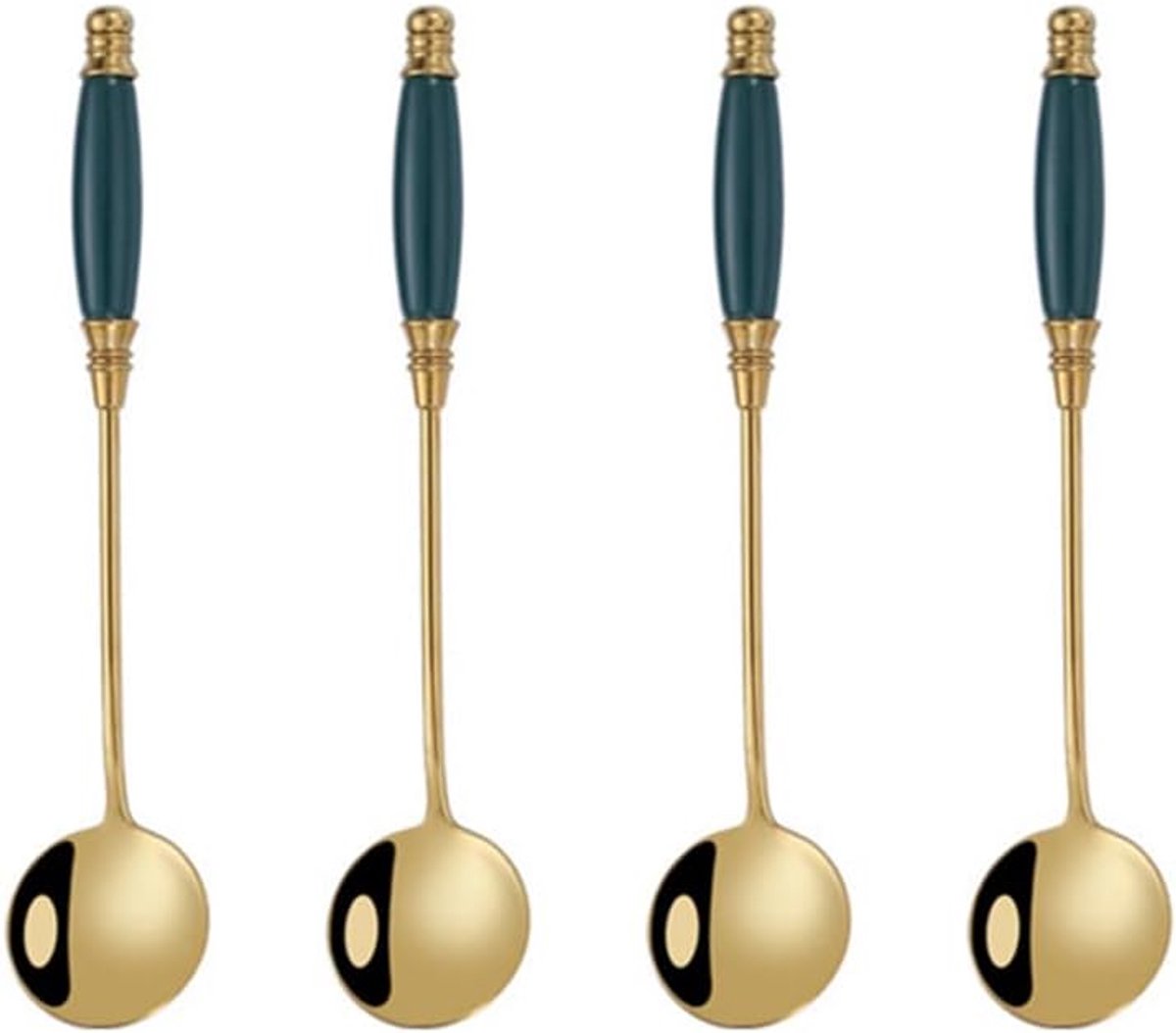 IJslepel Set - Cocktail Lepels - Drankjes Mengen - Keramische Handgrepen - 14.3 cm - Wit-Goud