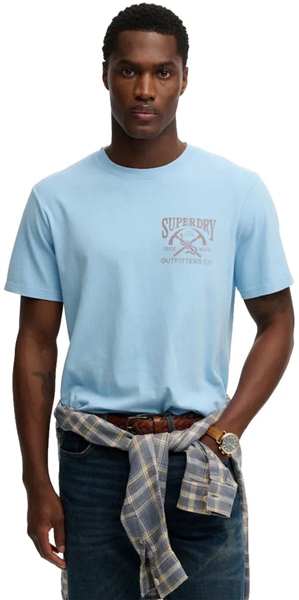 Superdry T-shirt Outdoors Mountain Rlxd Tee M1012358a Vyj Seafoam Mannen Blauw