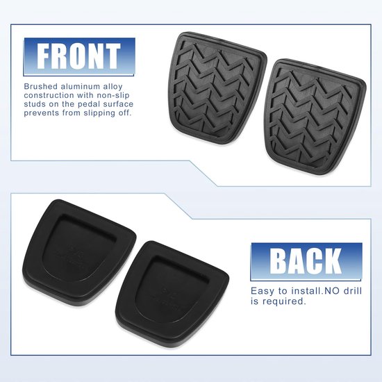 Pedaalhoezen Set - Rem en Gas - Auto Interieur - Duurzaam Rubber - Standaard Maat - Zwart — afbeelding 3