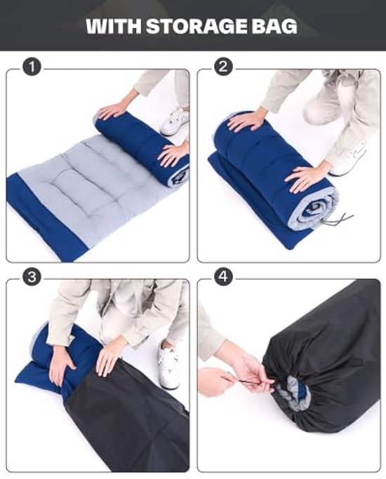 Opklapbaar veldbed met matras - Extra breed logeerbed voor binnen en buiten - 188x71 cm - Draagbaar en stevig van Merkloos — afbeelding 2
