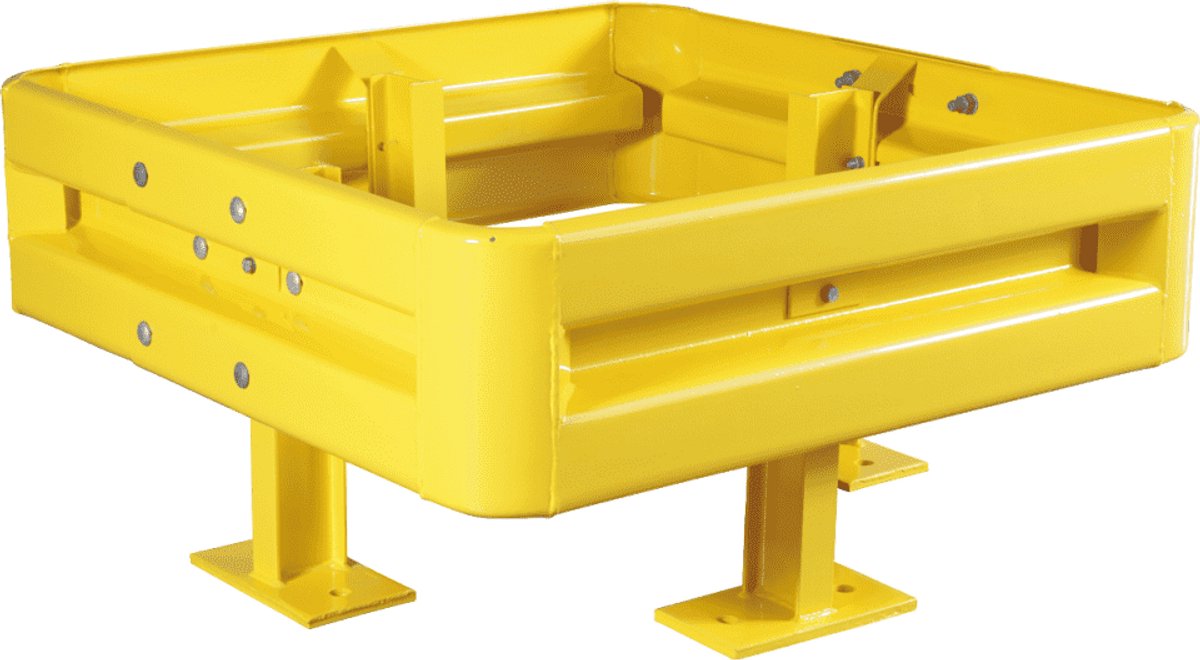 Stalen kolombeschermer met voetplaat, 1130 x 1130 mm Geel