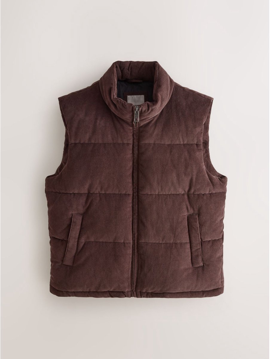 Corduroy gewatteerde bodywarmer Bruin