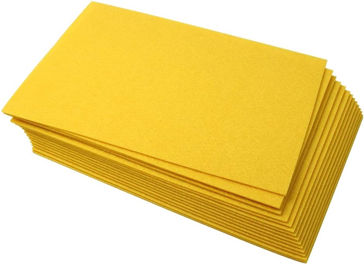Polyester Vilt - Rigide Platen - Hobby Projecten - 15 Stuks Set - 20x30cm Dik - Geel