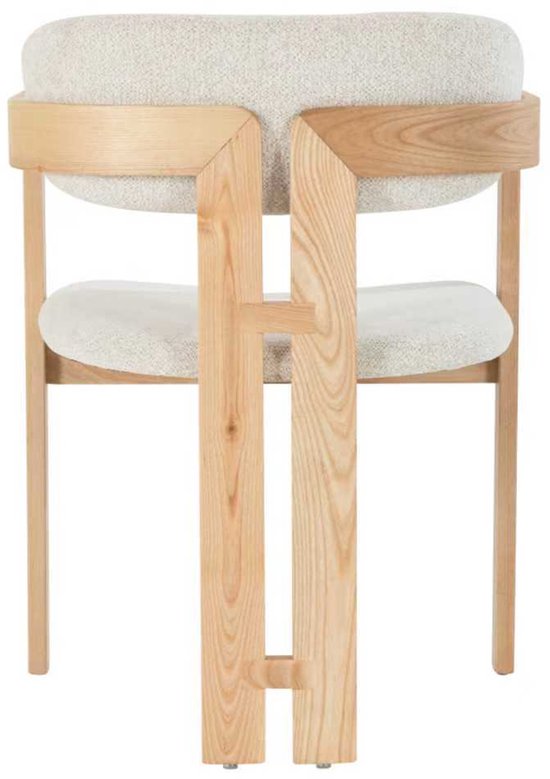 Japandi – Eetkamerstoel – Naturel hout – Set van 2 – Beige bekleding – Scandinavisch design