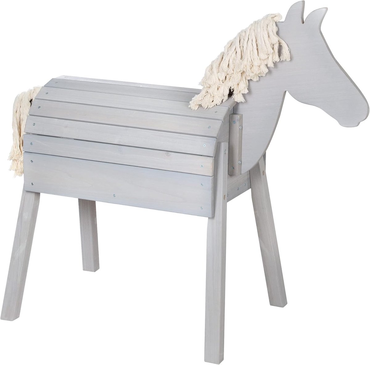 Speelpaard Hout - Buitenspeelgoed Paard - Buiten Spelen - Weerbestendig Massief Hout - 96x48x110 cm - Grijs