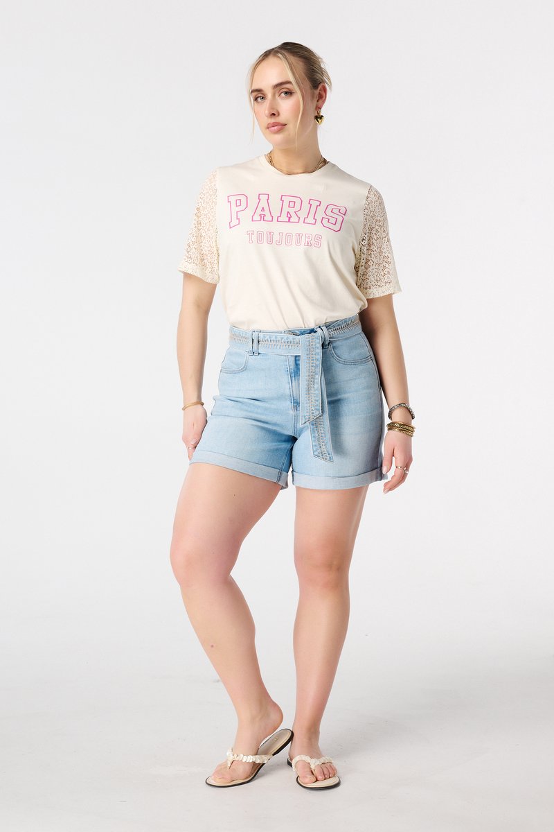MS Mode Shorts Denim short met tailleband