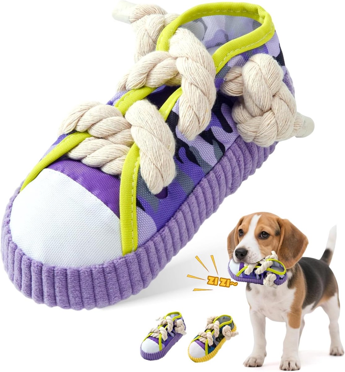 Honden Schoenspeeltje - Piepspeelgoed Pluche - Tandverzorging Spelen - Ingebouwde Pieper Trek - 10x10x10 mm - Paars