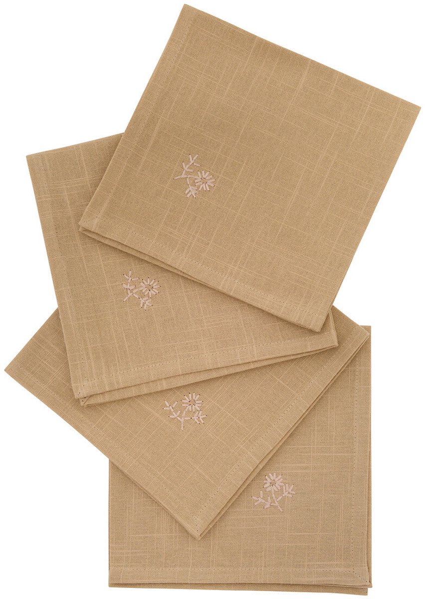 Atmosphera Katoenen Joy Servetten - 4 stuks - Stoffen servetten - 40x40cm - Beige